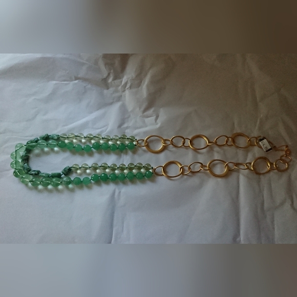 Banana republic double layer green & gold bold statement necklace - Picture 13 of 13